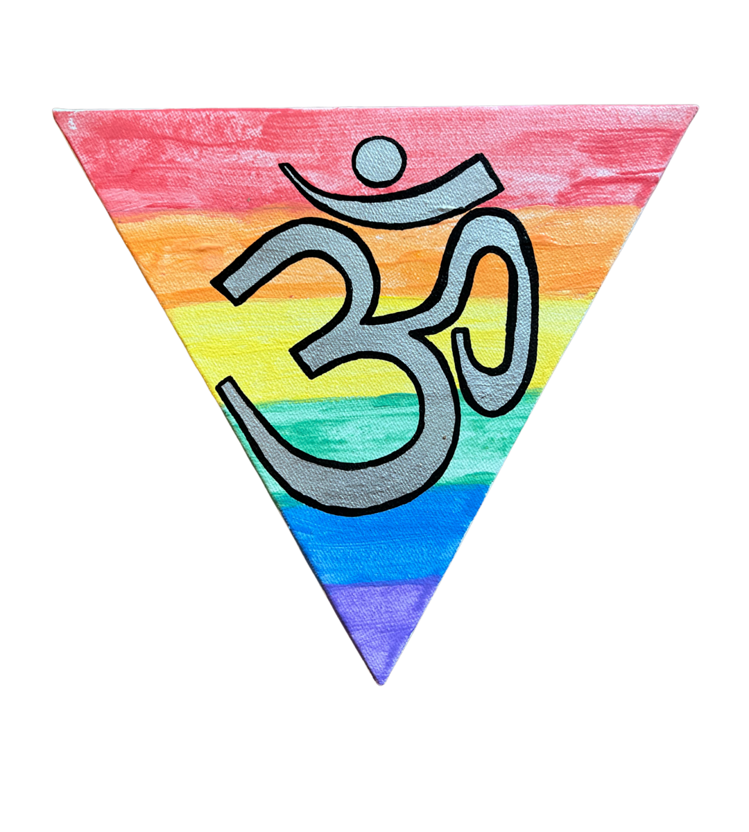 Pastel Rainbow Triangle with Silver OM - Arjuna Rigby Art and Lifestyle Store