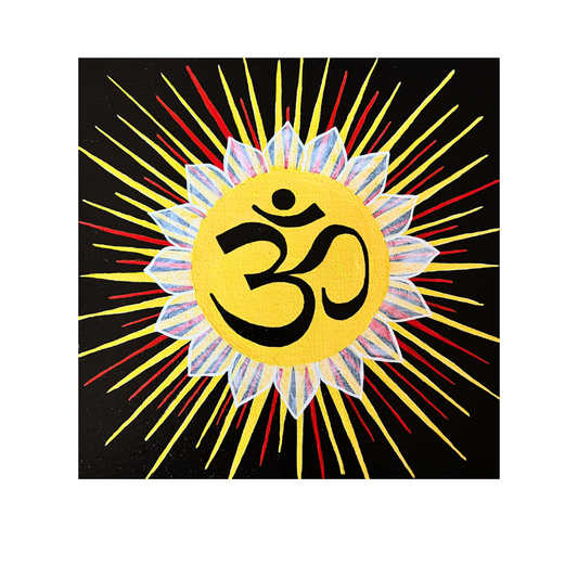 Red & Yellow Sunburst OM 12 x 12 inch painting