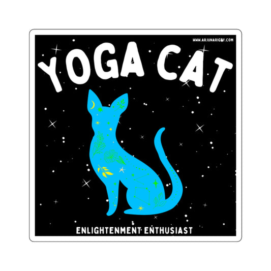 Yoga Cat (Black) Sticker - Arjuna Rigby Art and Lifestyle Store
