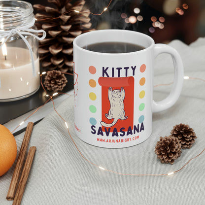 Kitty Savasana Mug - Arjuna Rigby Art and Lifestyle Store