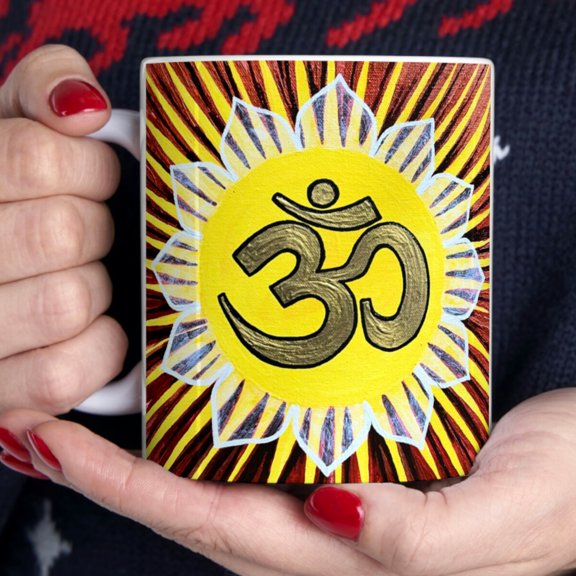 Gold Sunburst OM - Mug - Arjuna Rigby Art and Lifestyle Store