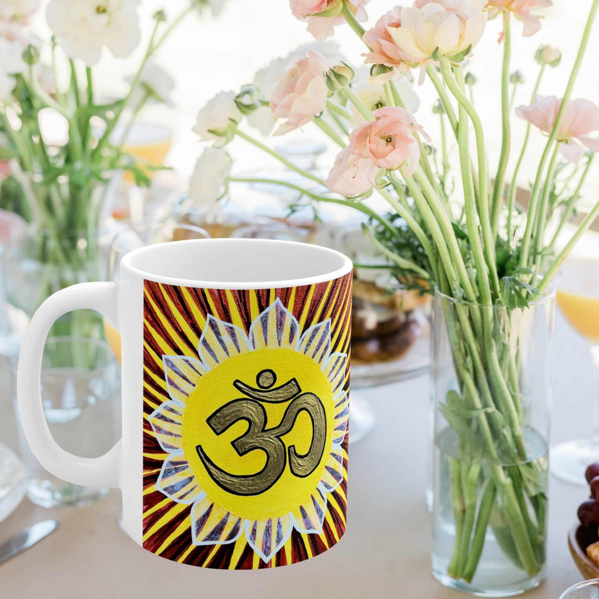 Gold Sunburst OM - Mug - Arjuna Rigby Art and Lifestyle Store