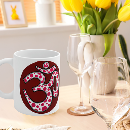 Red & Pink Polka Dot OM - Mug - Arjuna Rigby Art and Lifestyle Store