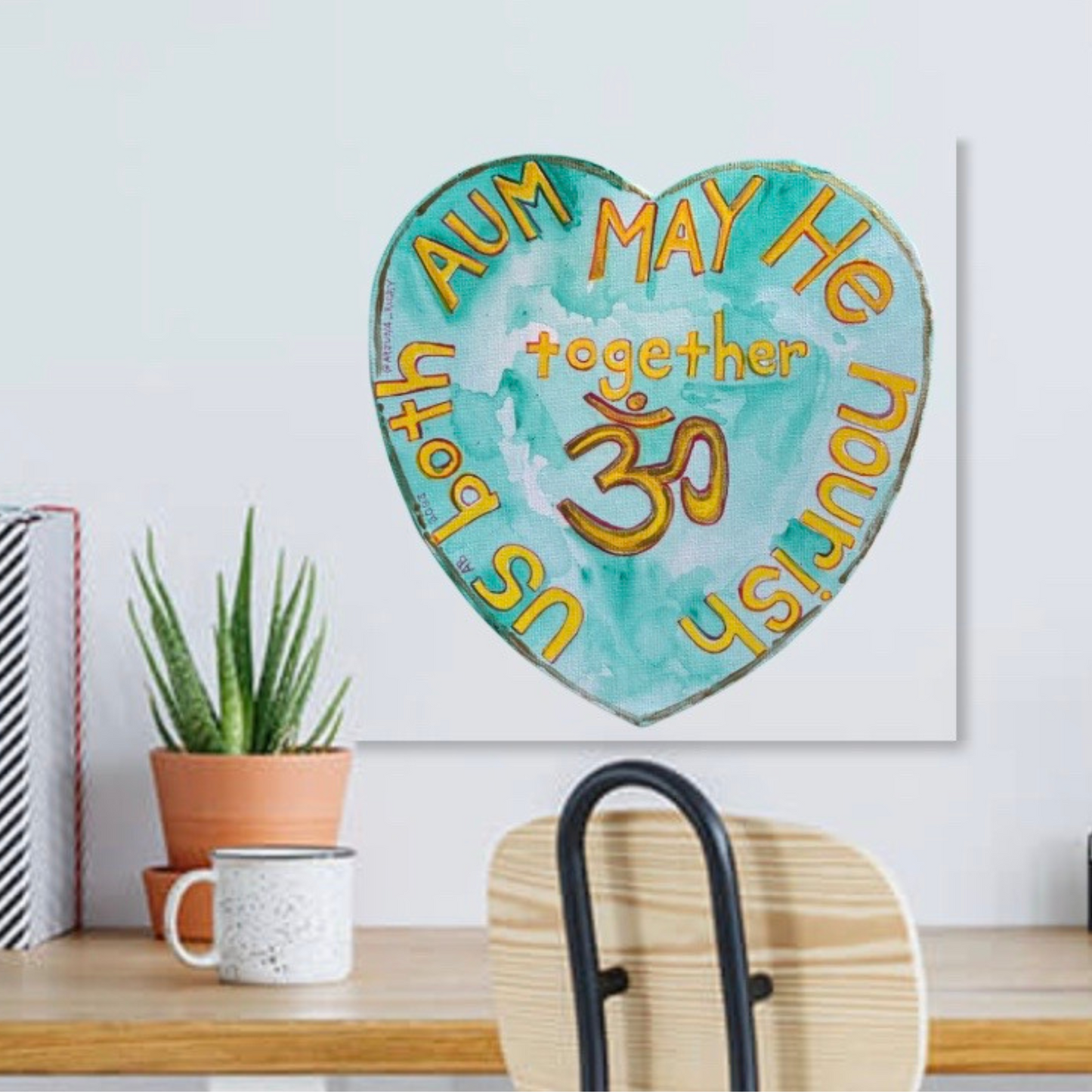 Original Hand Painted Prayer Heart - May He Nourish Us Both Together - Arjuna Rigby Art and Lifestyle Store