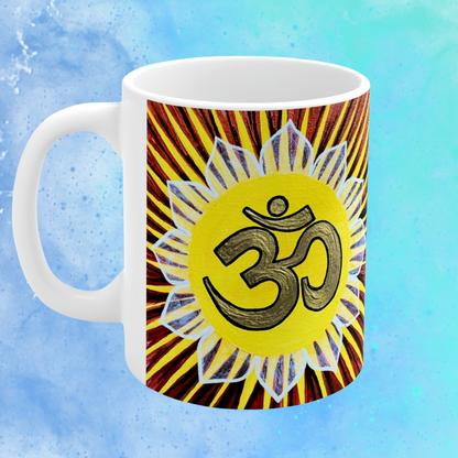 Gold Sunburst OM - Mug - Arjuna Rigby Art and Lifestyle Store