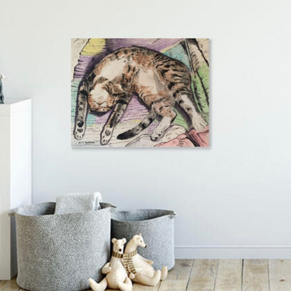 Kitty Savasana - Original Acrylic Painting - Arjuna Rigby Art and Lifestyle Store