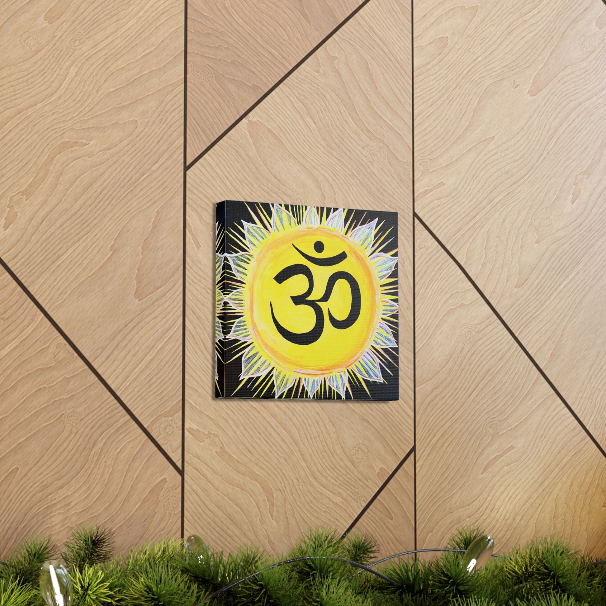 Sunburst AUM on Black Background - Canvas Box-Print - Arjuna Rigby Art and Lifestyle Store