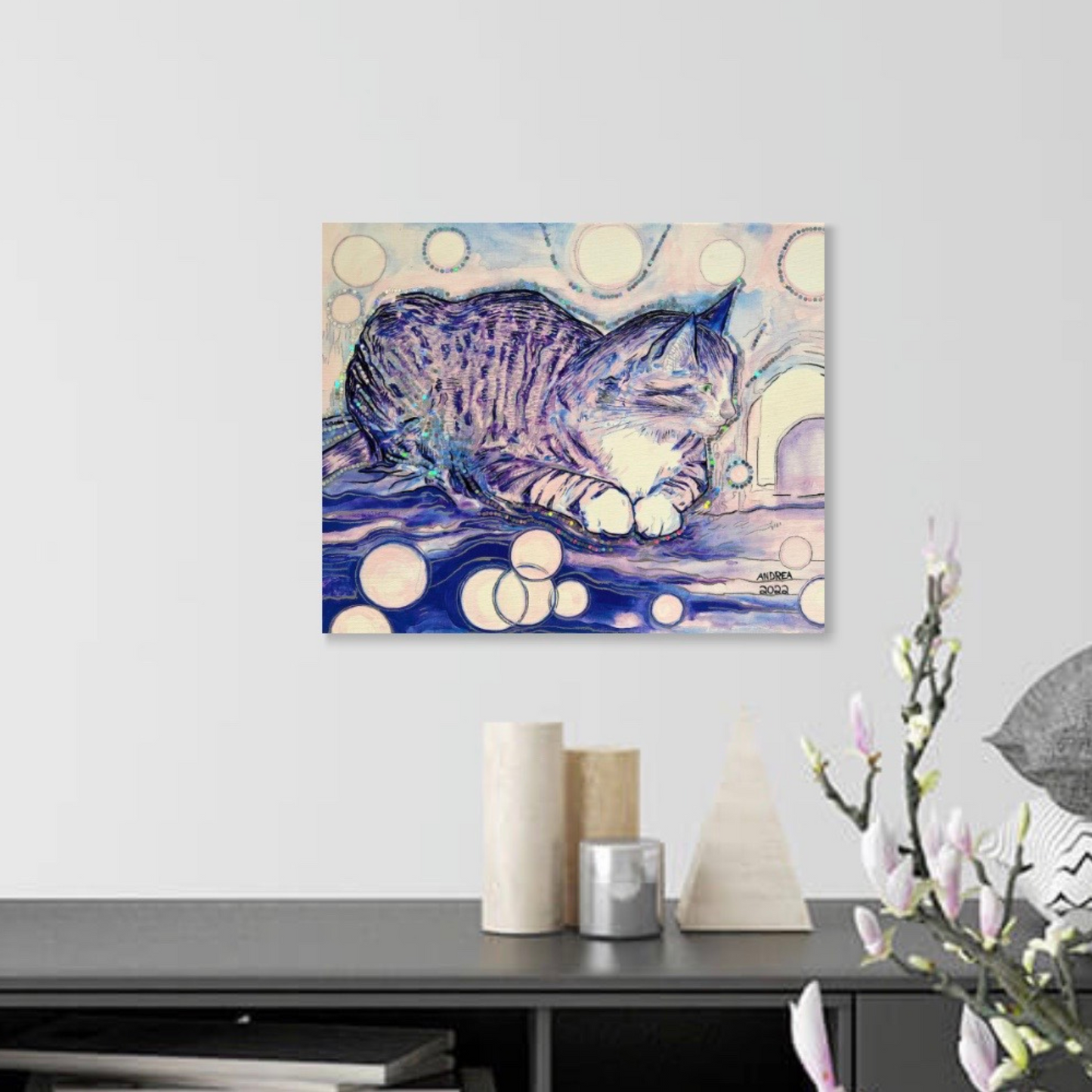 Cat Vibes - Original Acrylic Painting - Arjuna Rigby Art and Lifestyle Store