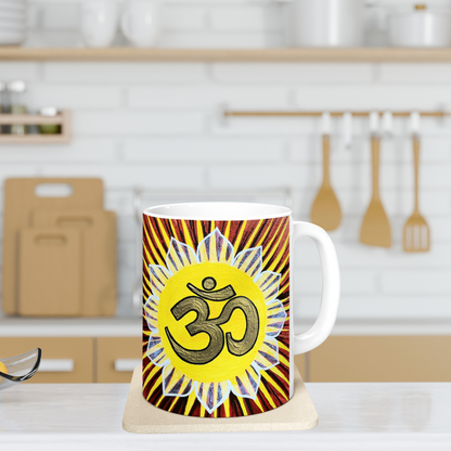 Gold Sunburst OM - Mug - Arjuna Rigby Art and Lifestyle Store