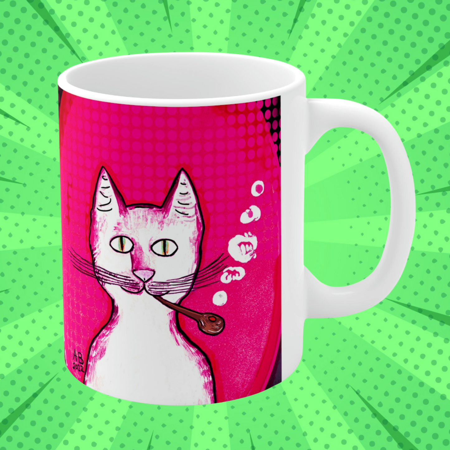 Hot Pink Gentleman's Cat - Mug - Arjuna Rigby Art and Lifestyle Store