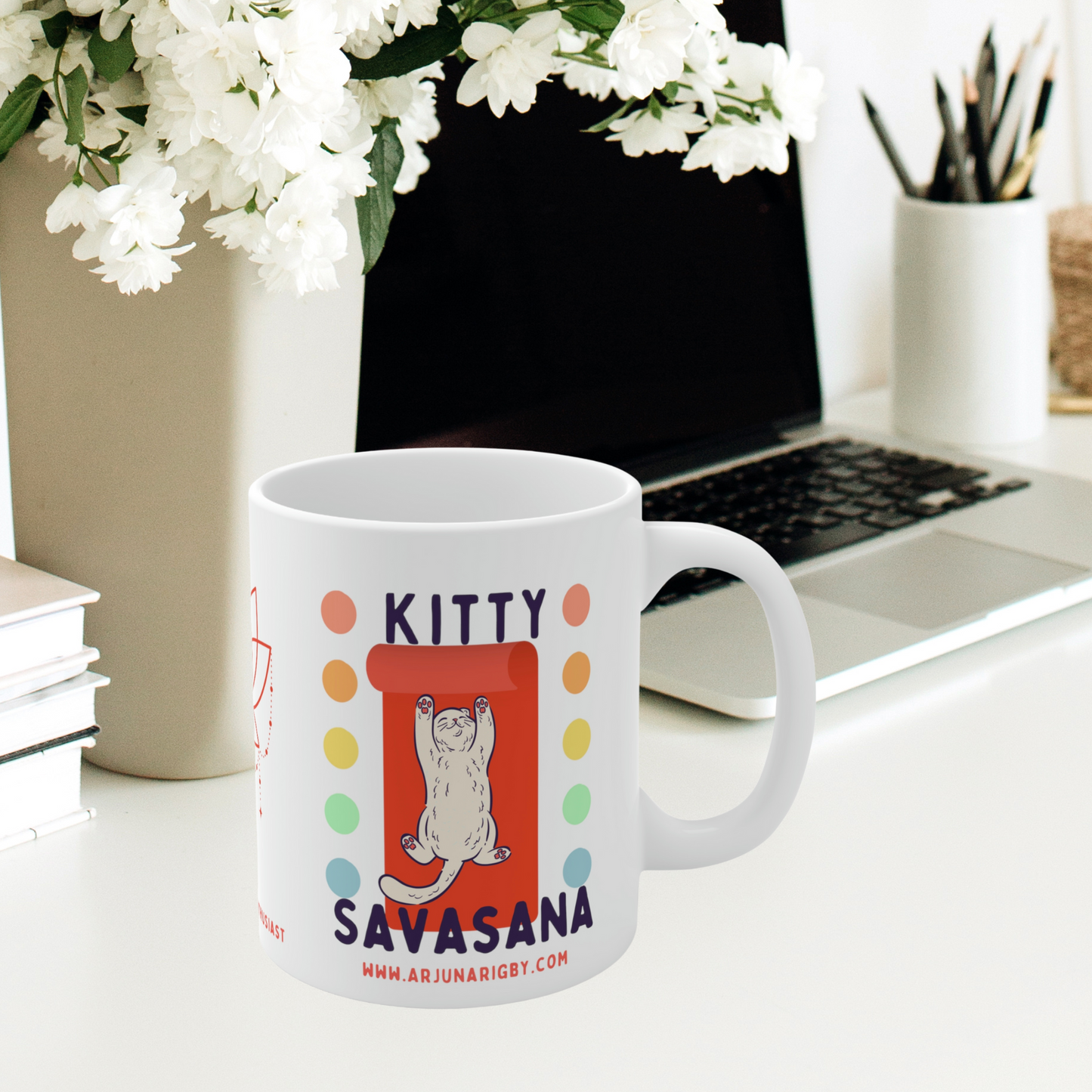 Kitty Savasana Mug - Arjuna Rigby Art and Lifestyle Store