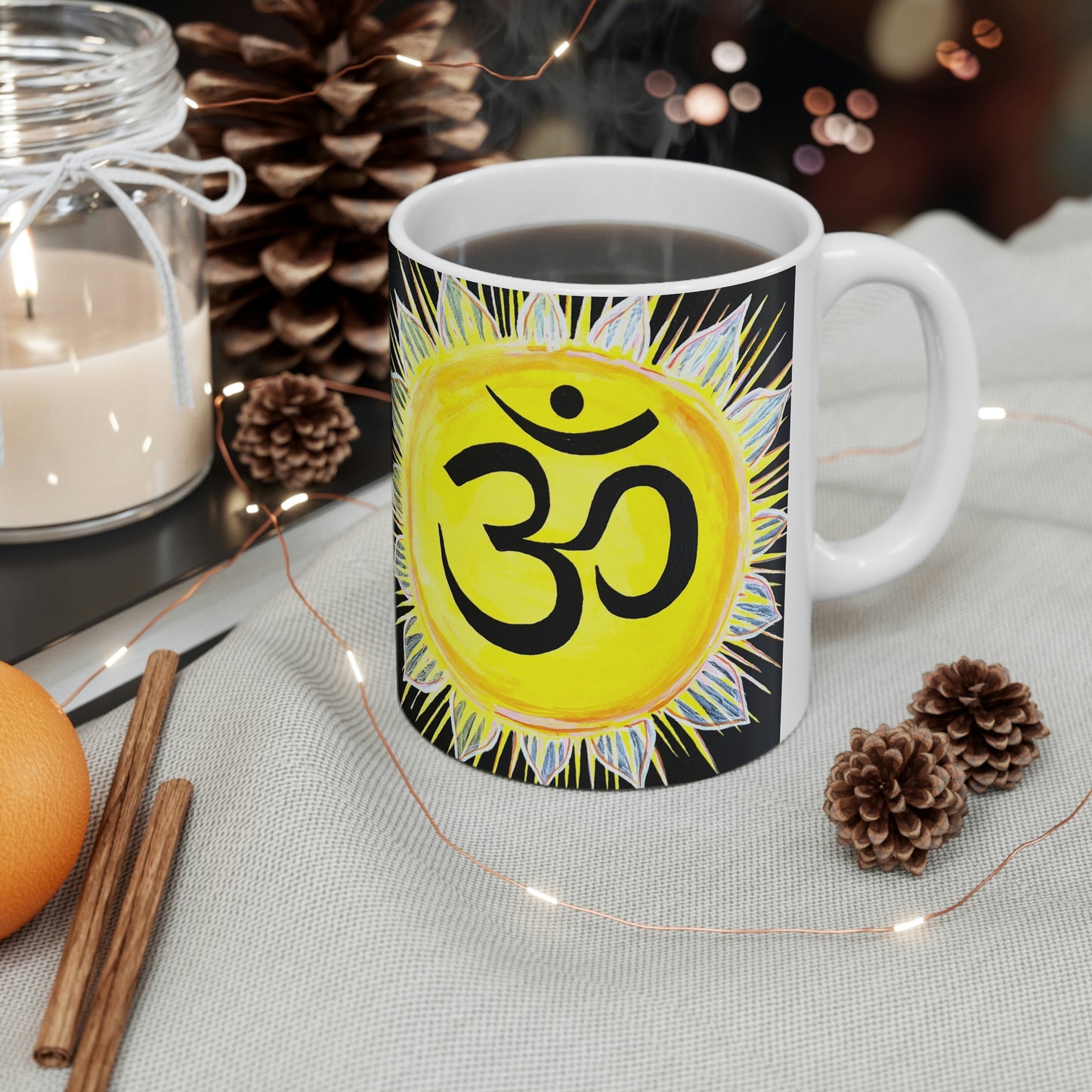 Sunburst OM - Mug - Arjuna Rigby Art and Lifestyle Store