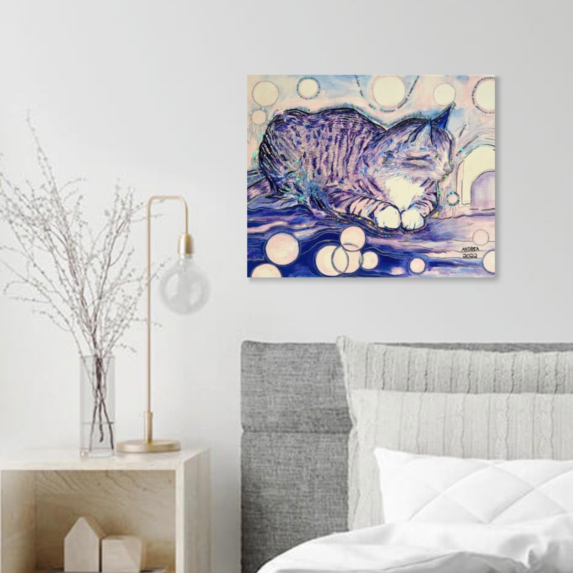 Cat Vibes - Original Acrylic Painting - Arjuna Rigby Art and Lifestyle Store