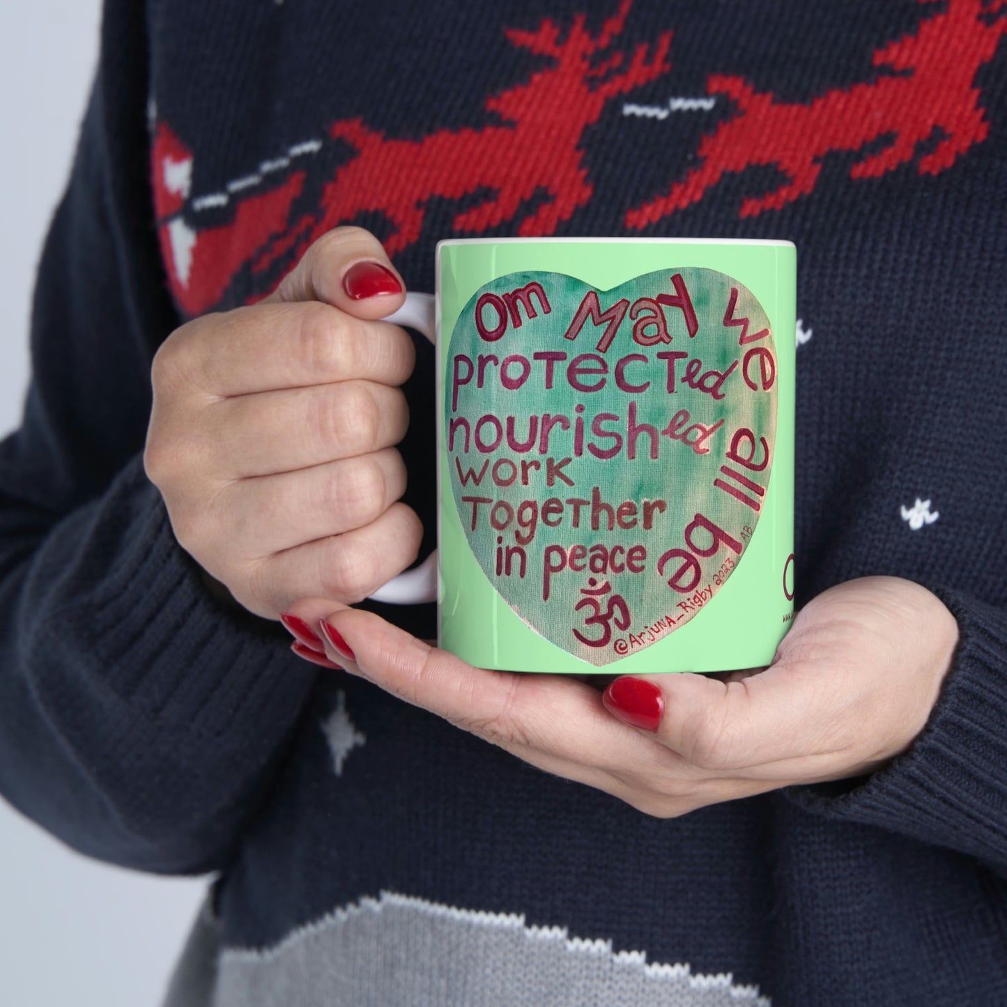 Om May We All Be Protected - Mug - Arjuna Rigby Art and Lifestyle Store