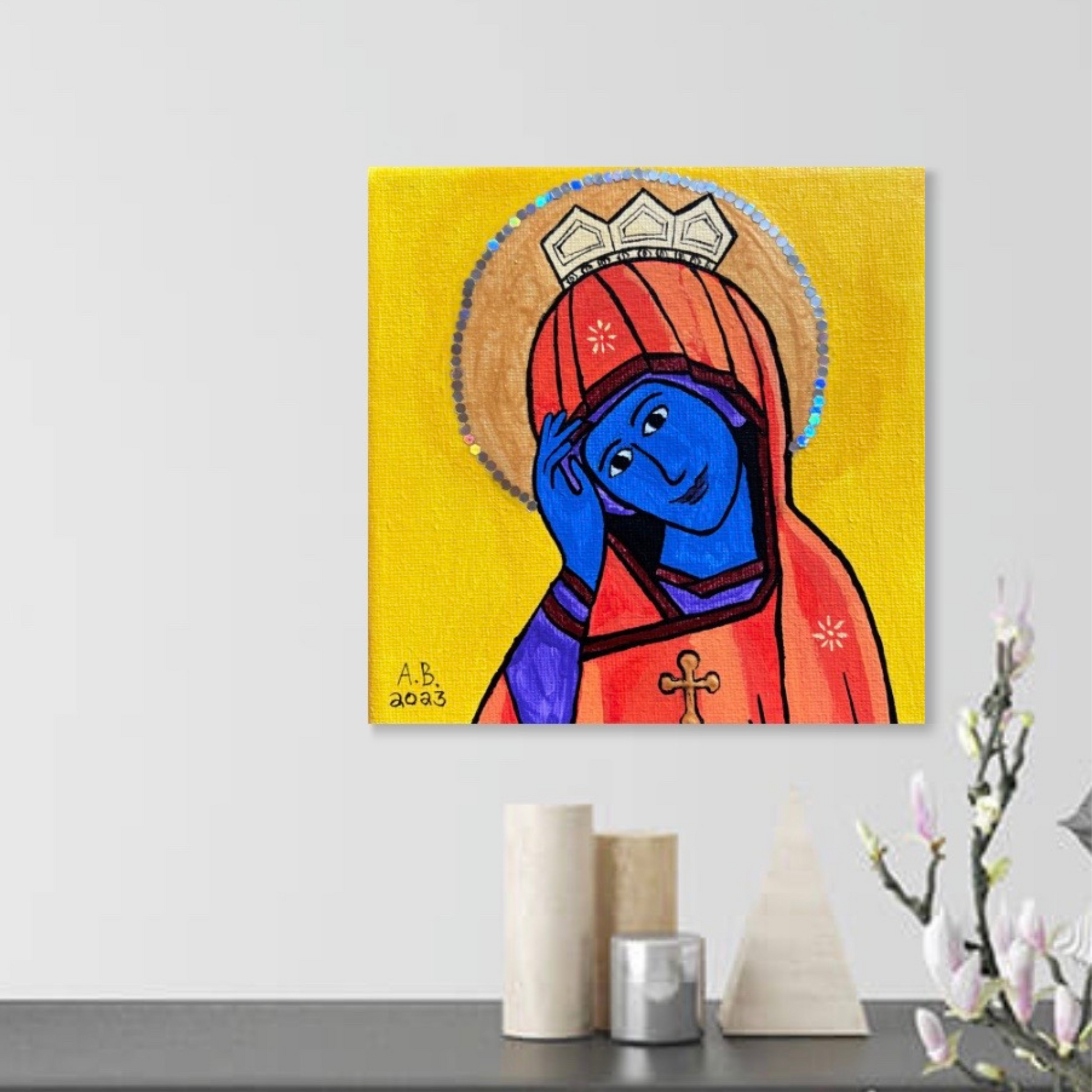 Mary Queen of Heaven Small Square- Print - Arjuna Rigby Art and Lifestyle Store