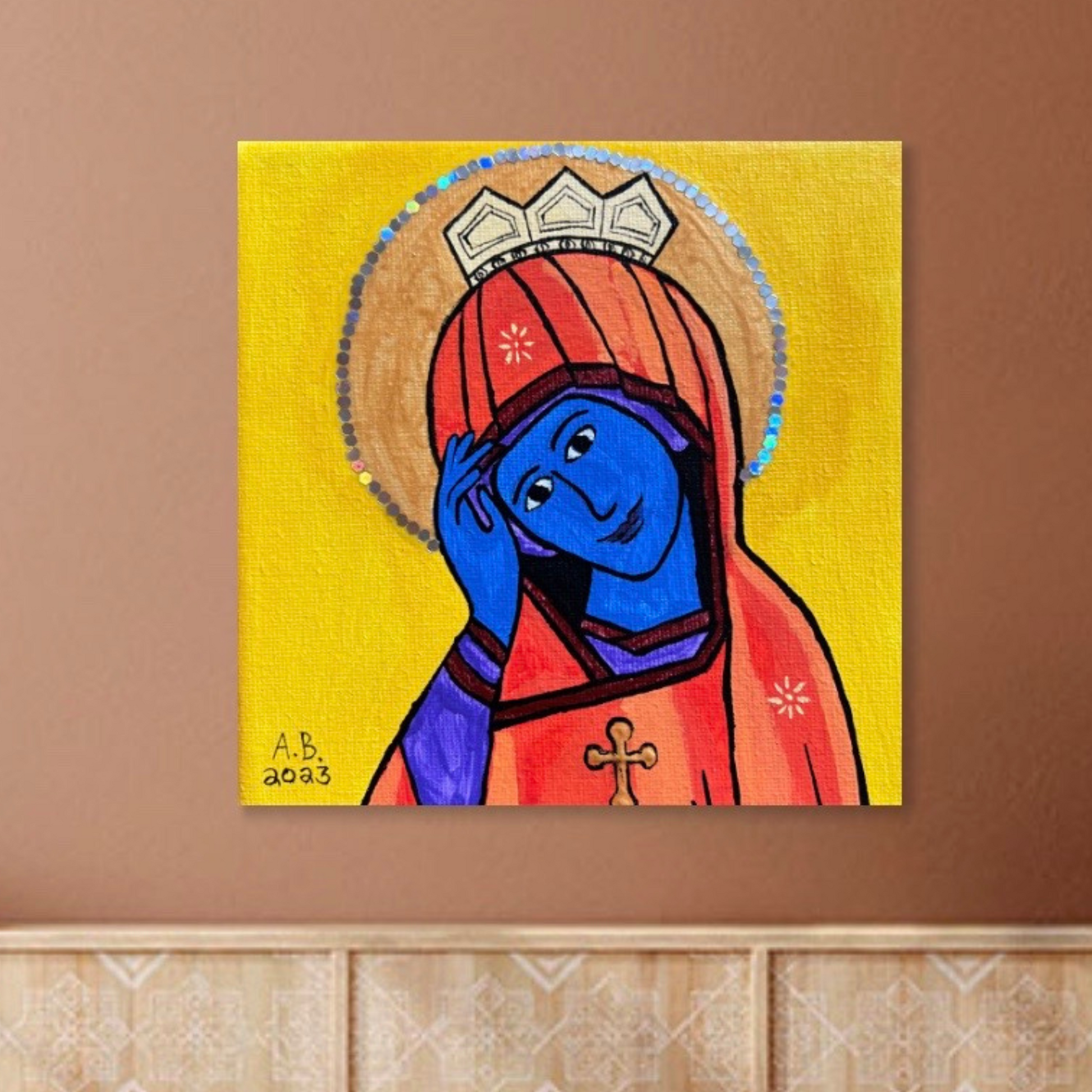 Mary Queen of Heaven Small Square- Print - Arjuna Rigby Art and Lifestyle Store