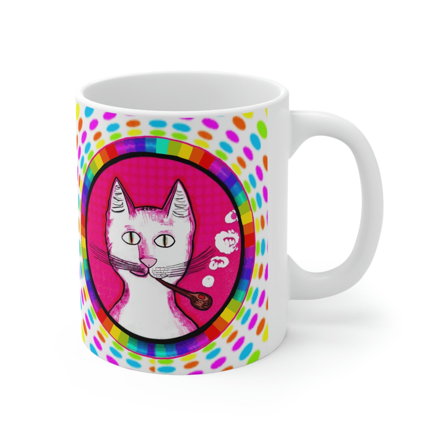 Trippy Happy Gentleman's Cat - Mug - Arjuna Rigby Art and Lifestyle Store