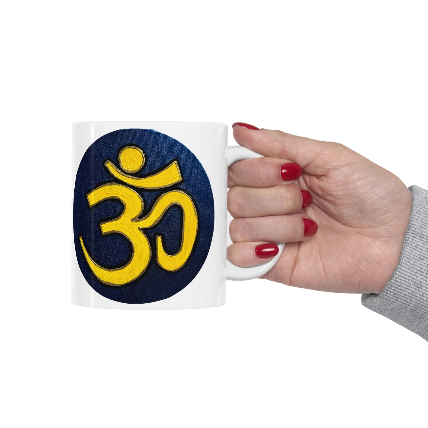 Yellow & Blue OM - Mug - Arjuna Rigby Art and Lifestyle Store