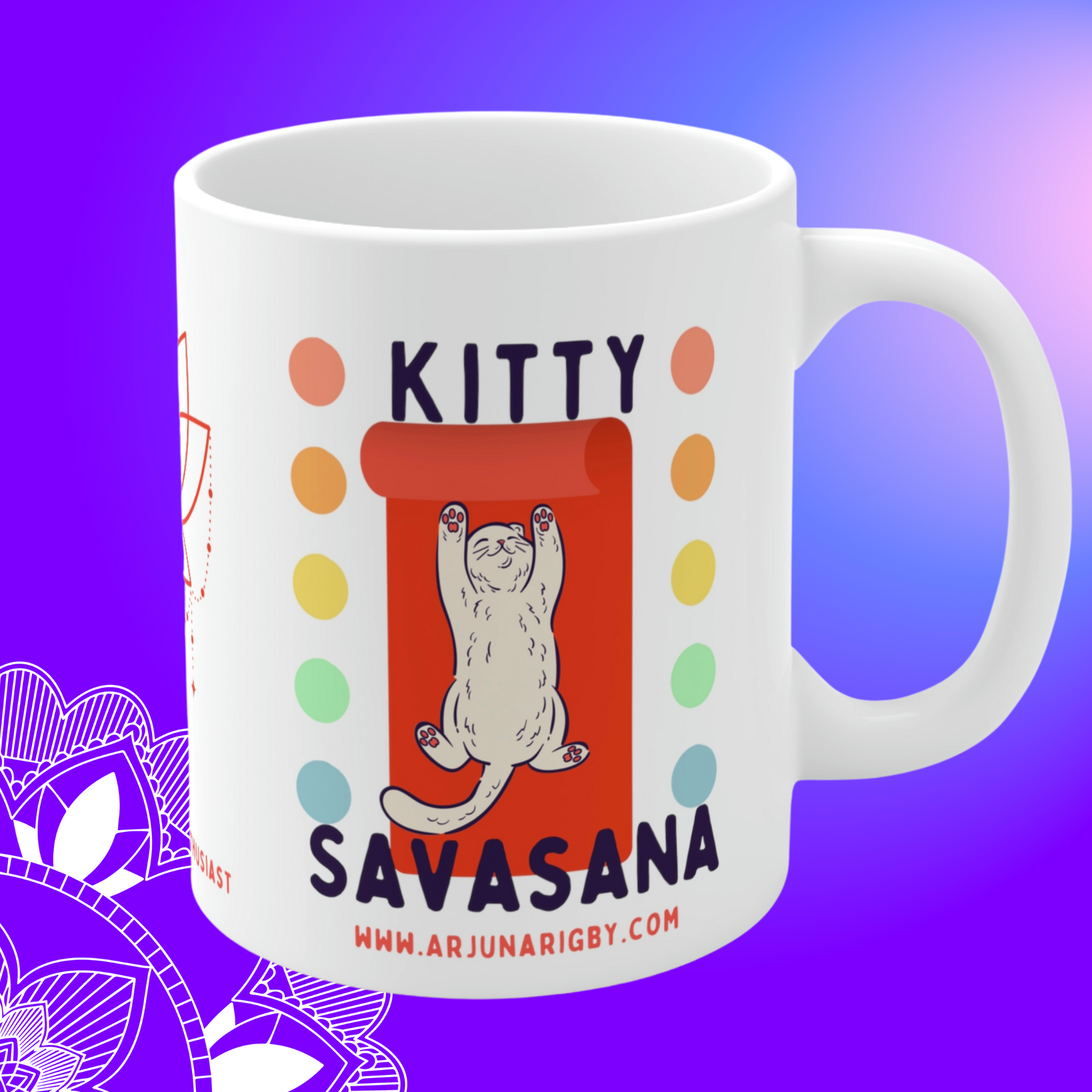 Kitty Savasana Mug - Arjuna Rigby Art and Lifestyle Store