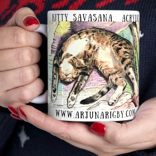 Kitty Savasana - Mug - Arjuna Rigby Art and Lifestyle Store