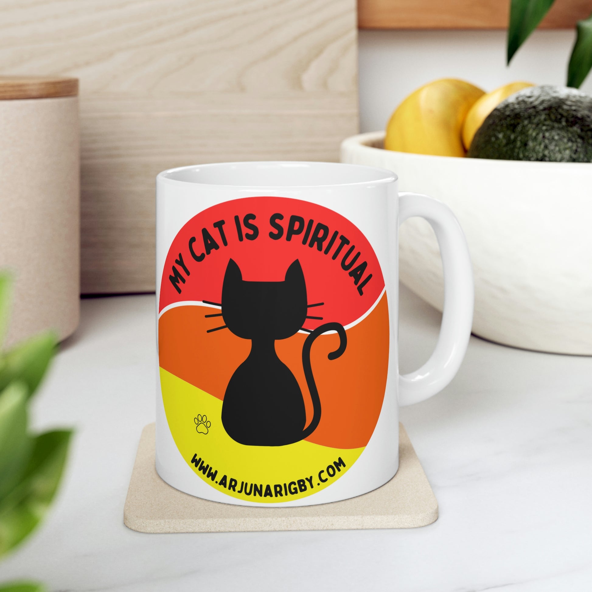 My Cat is Spiritual - Mug - Arjuna Rigby Art and Lifestyle Store