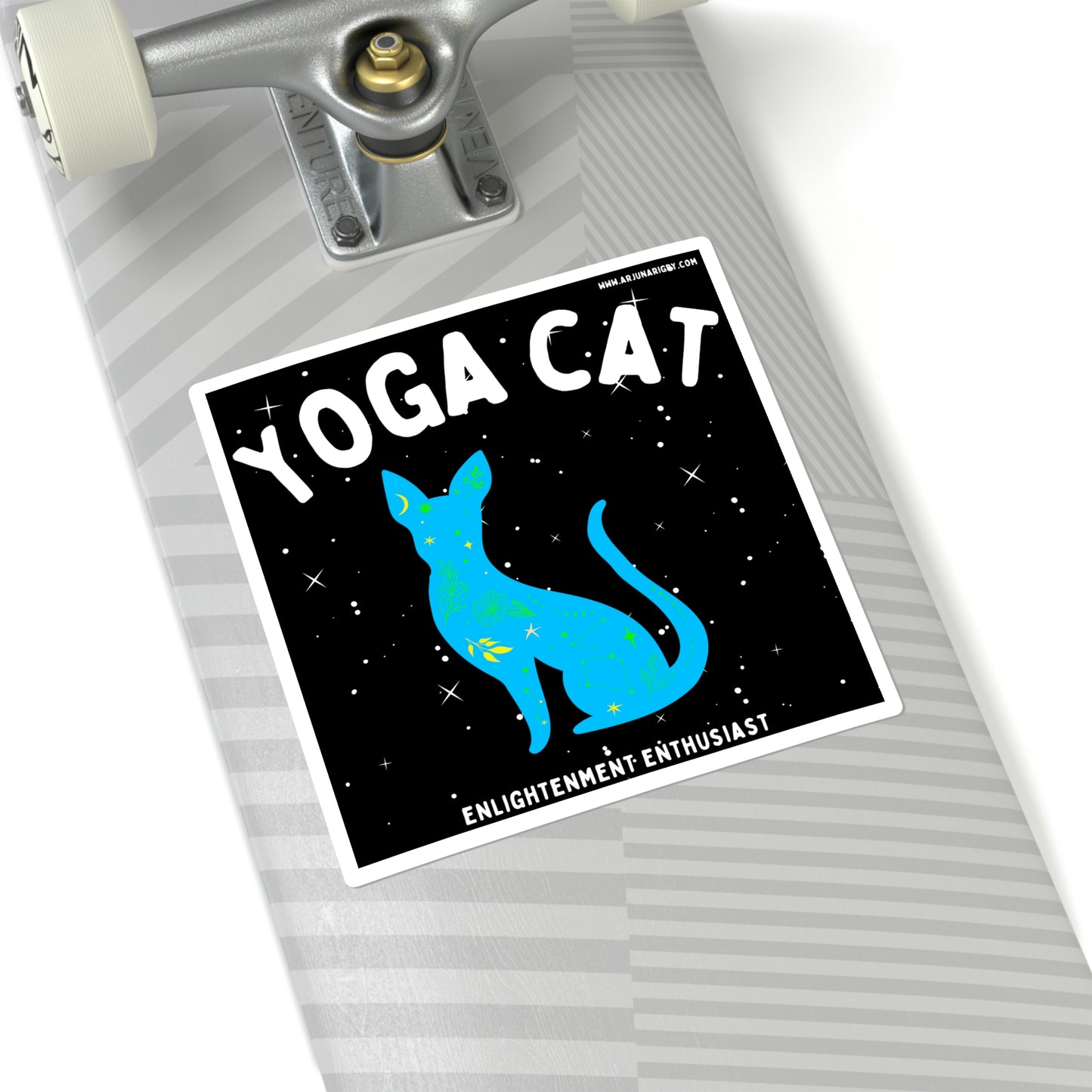 Yoga Cat (Black) Sticker - Arjuna Rigby Art and Lifestyle Store