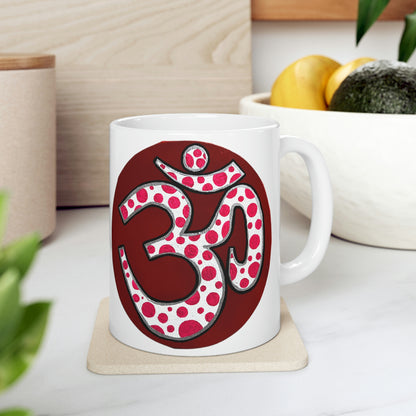 Red & Pink Polka Dot OM - Mug - Arjuna Rigby Art and Lifestyle Store