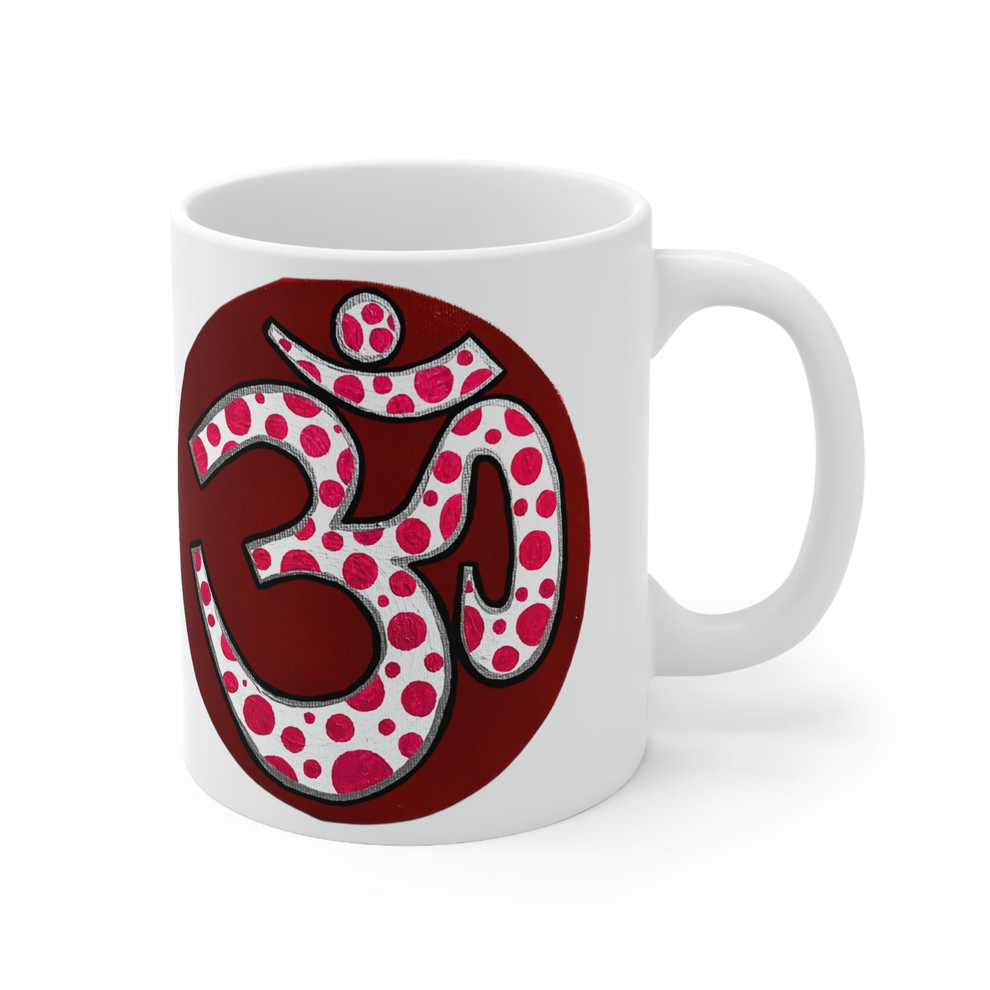 Red & Pink Polka Dot OM - Mug - Arjuna Rigby Art and Lifestyle Store