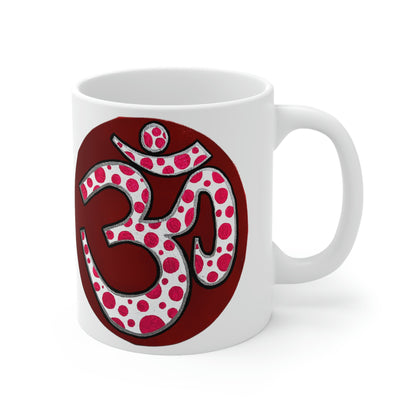 Red & Pink Polka Dot OM - Mug - Arjuna Rigby Art and Lifestyle Store