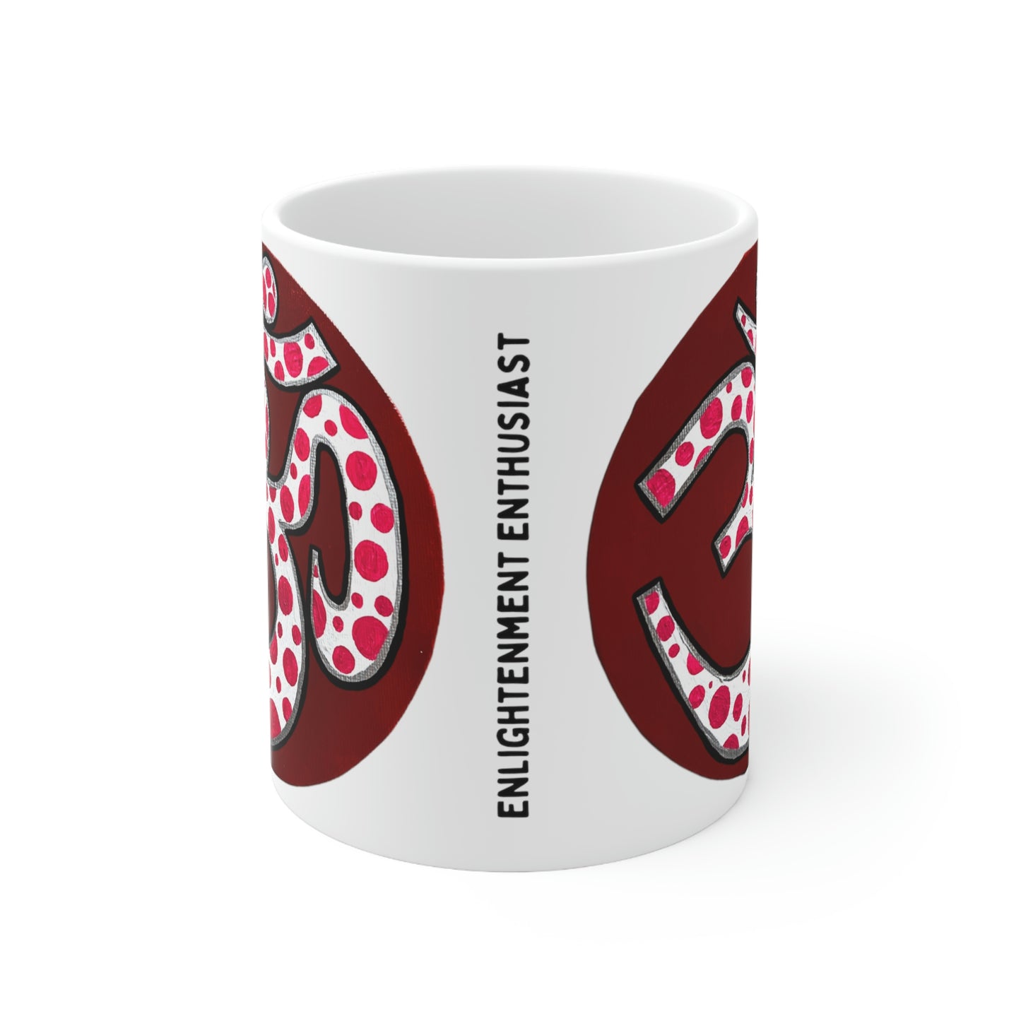 Red & Pink Polka Dot OM - Mug - Arjuna Rigby Art and Lifestyle Store