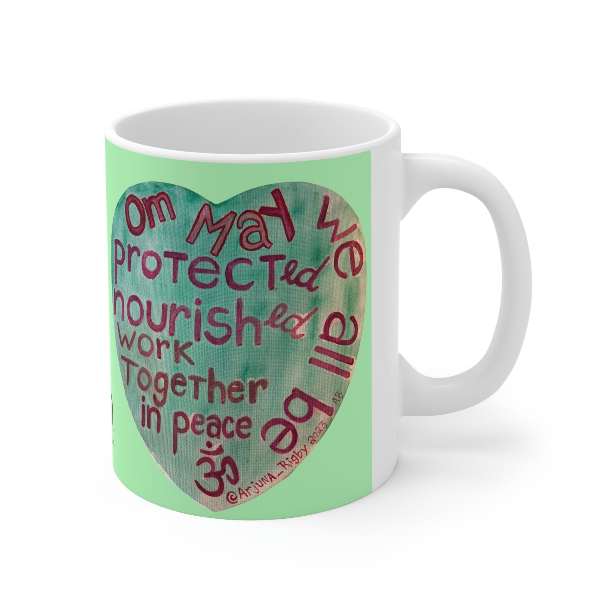 Om May We All Be Protected - Mug - Arjuna Rigby Art and Lifestyle Store