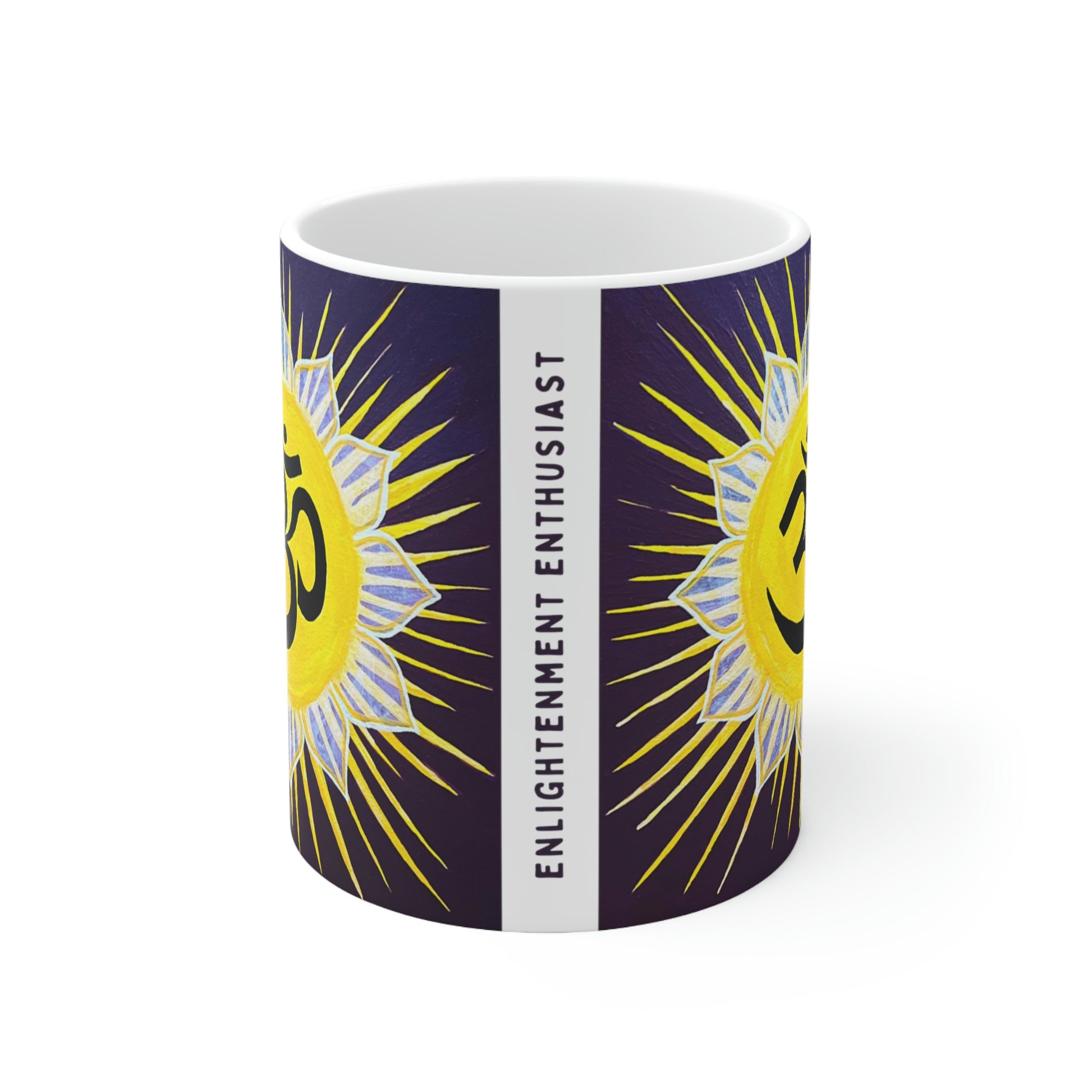 Sunburst OM on Dark Purple - Mug - Arjuna Rigby Art and Lifestyle Store