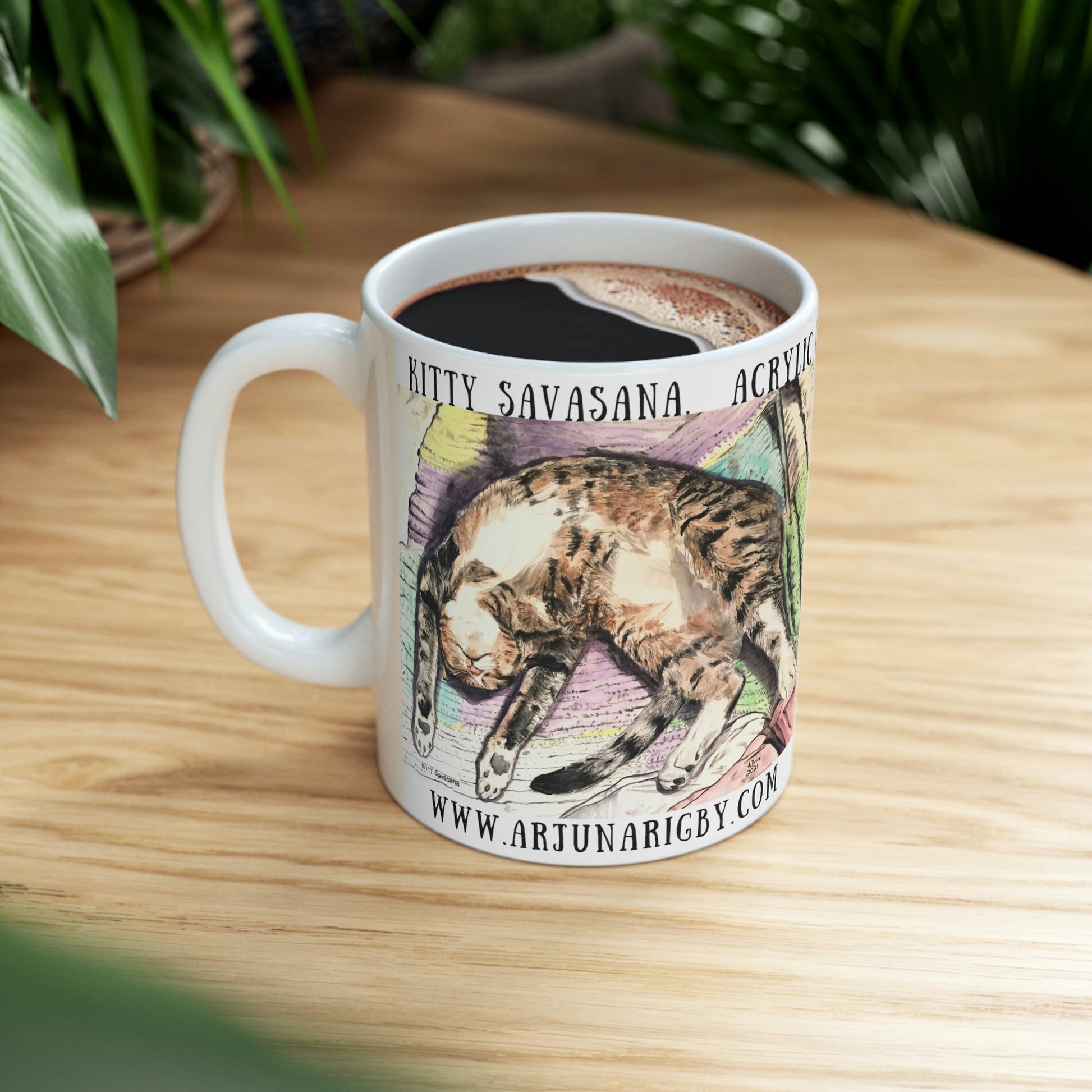 Kitty Savasana - Mug - Arjuna Rigby Art and Lifestyle Store