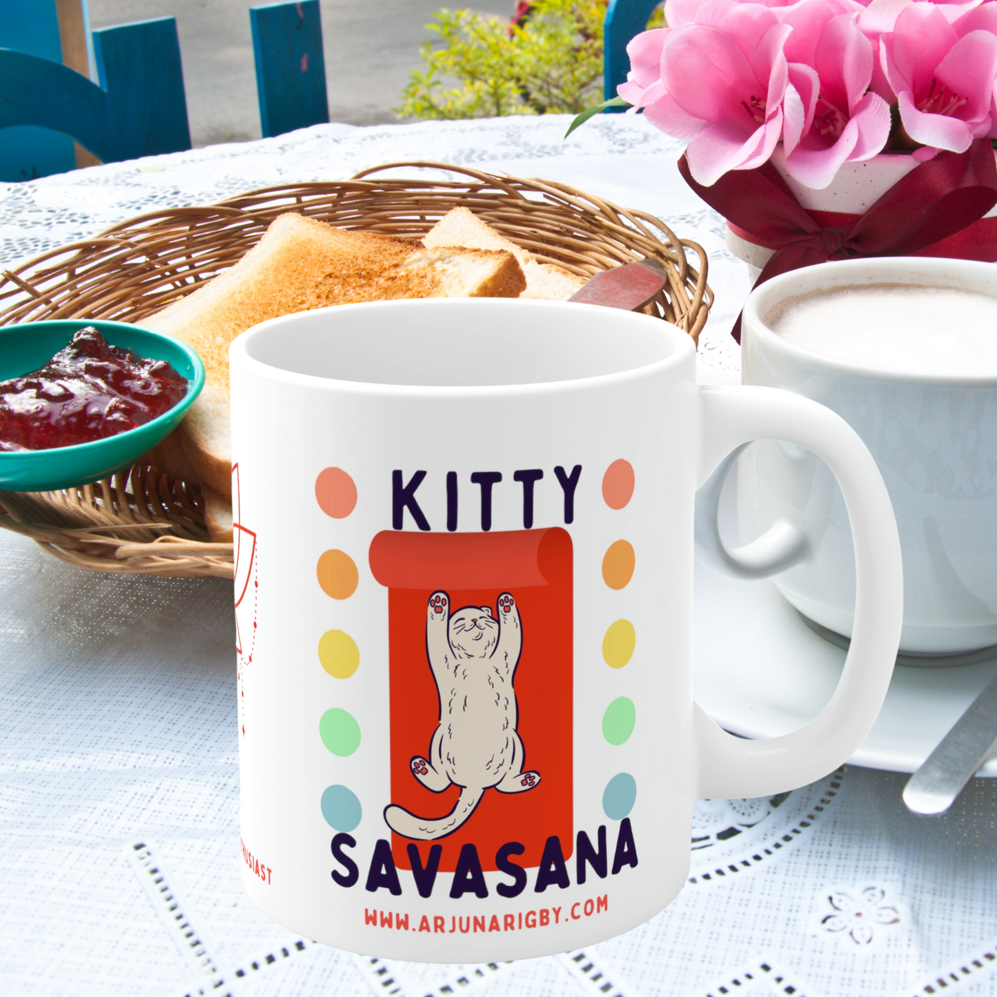 Kitty Savasana Mug - Arjuna Rigby Art and Lifestyle Store