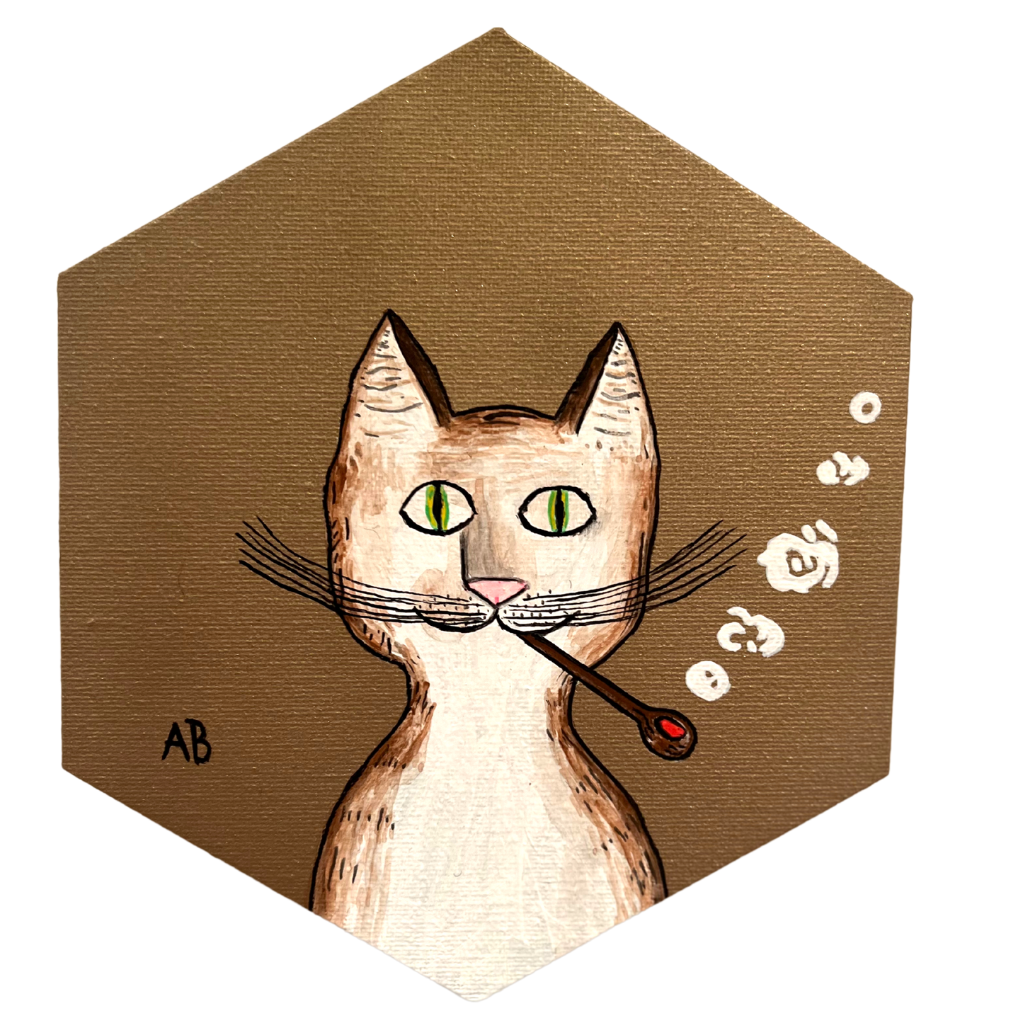 Gentleman's Cat - hexagon canvas - Arjuna Rigby Art and Lifestyle Store