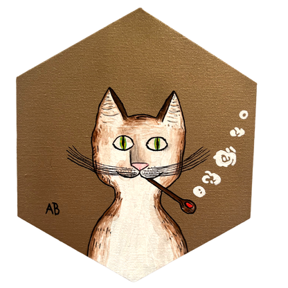 Gentleman's Cat - hexagon canvas - Arjuna Rigby Art and Lifestyle Store