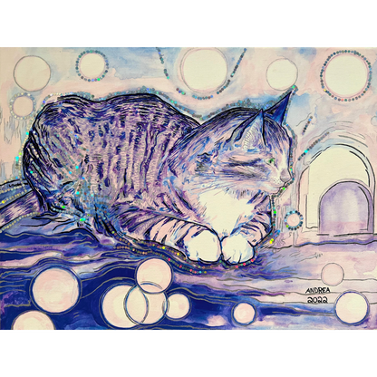 Cat Vibes - Original Acrylic Painting - Arjuna Rigby Art and Lifestyle Store