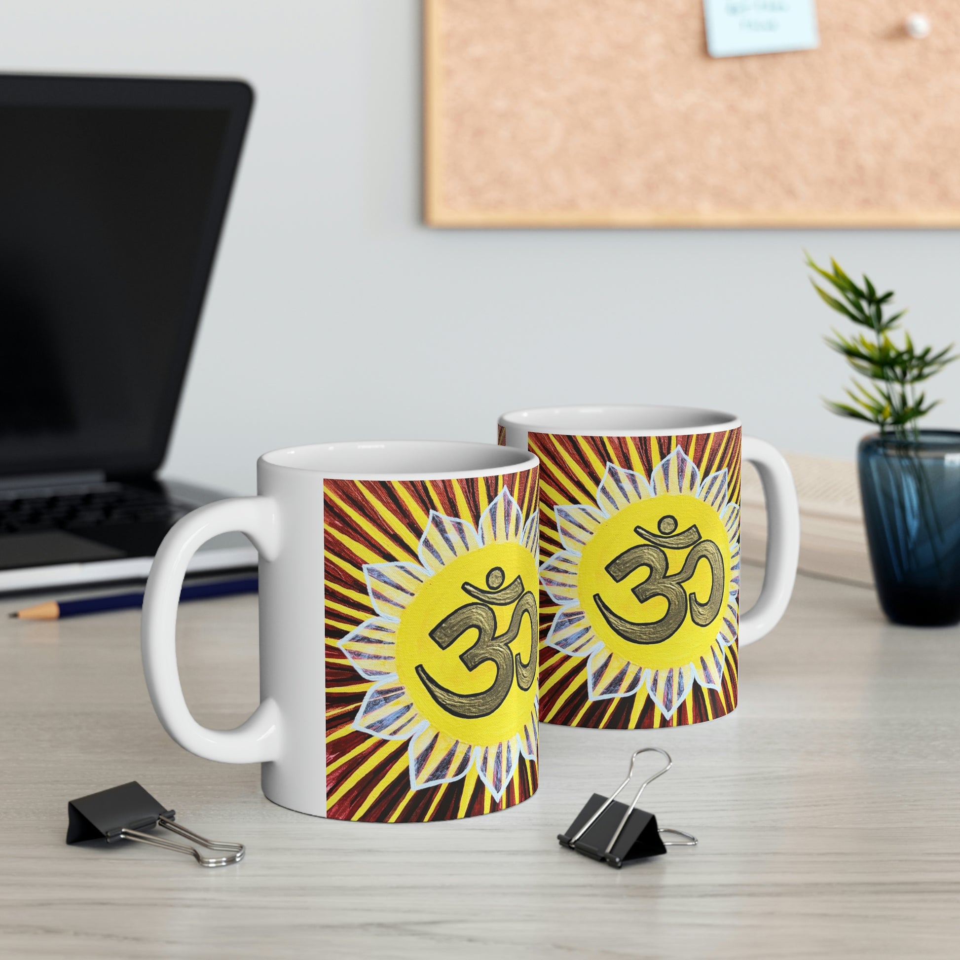 Gold Sunburst OM - Mug - Arjuna Rigby Art and Lifestyle Store