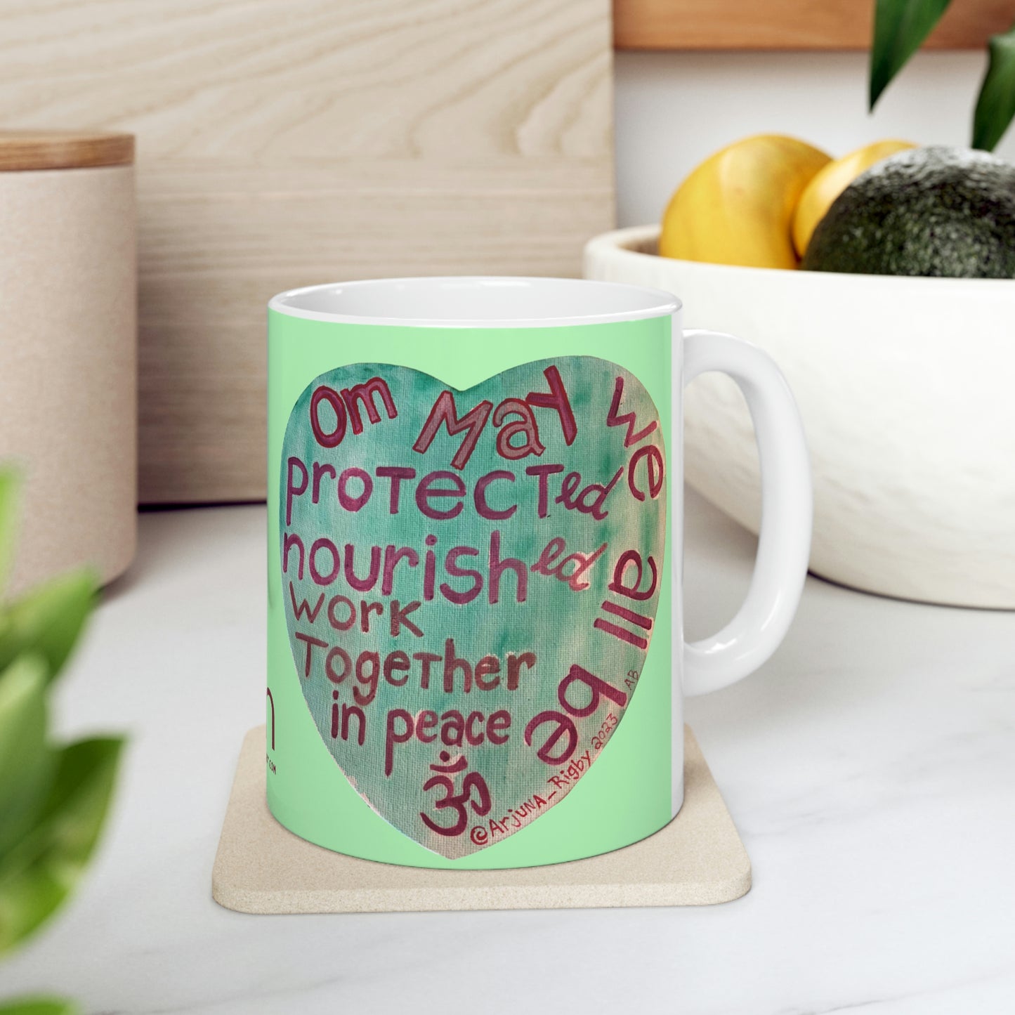 Om May We All Be Protected - Mug - Arjuna Rigby Art and Lifestyle Store