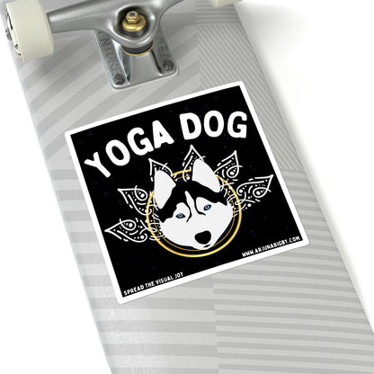 Yoga Dog (Black) Sticker - Arjuna Rigby Art and Lifestyle Store