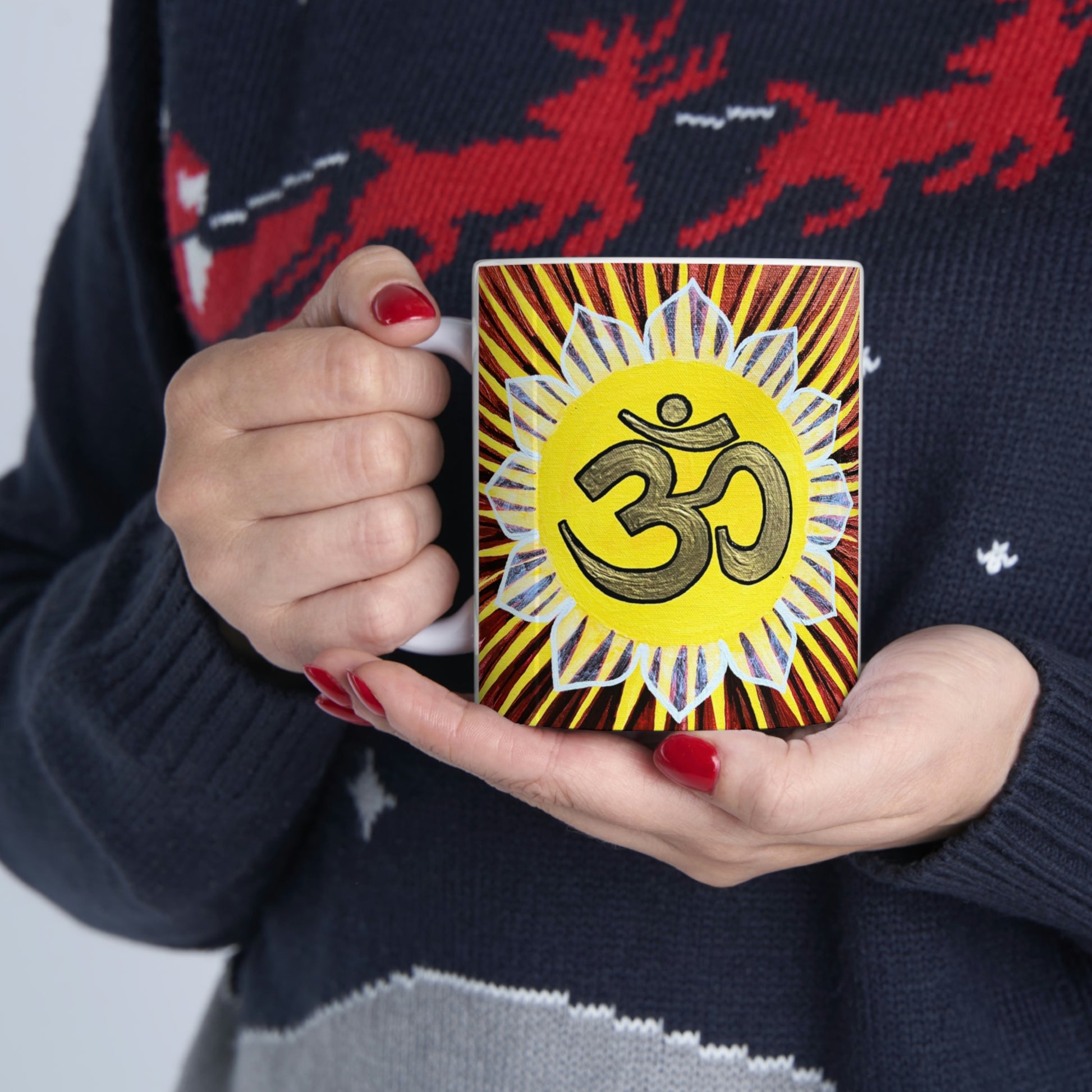 Gold Sunburst OM - Mug - Arjuna Rigby Art and Lifestyle Store