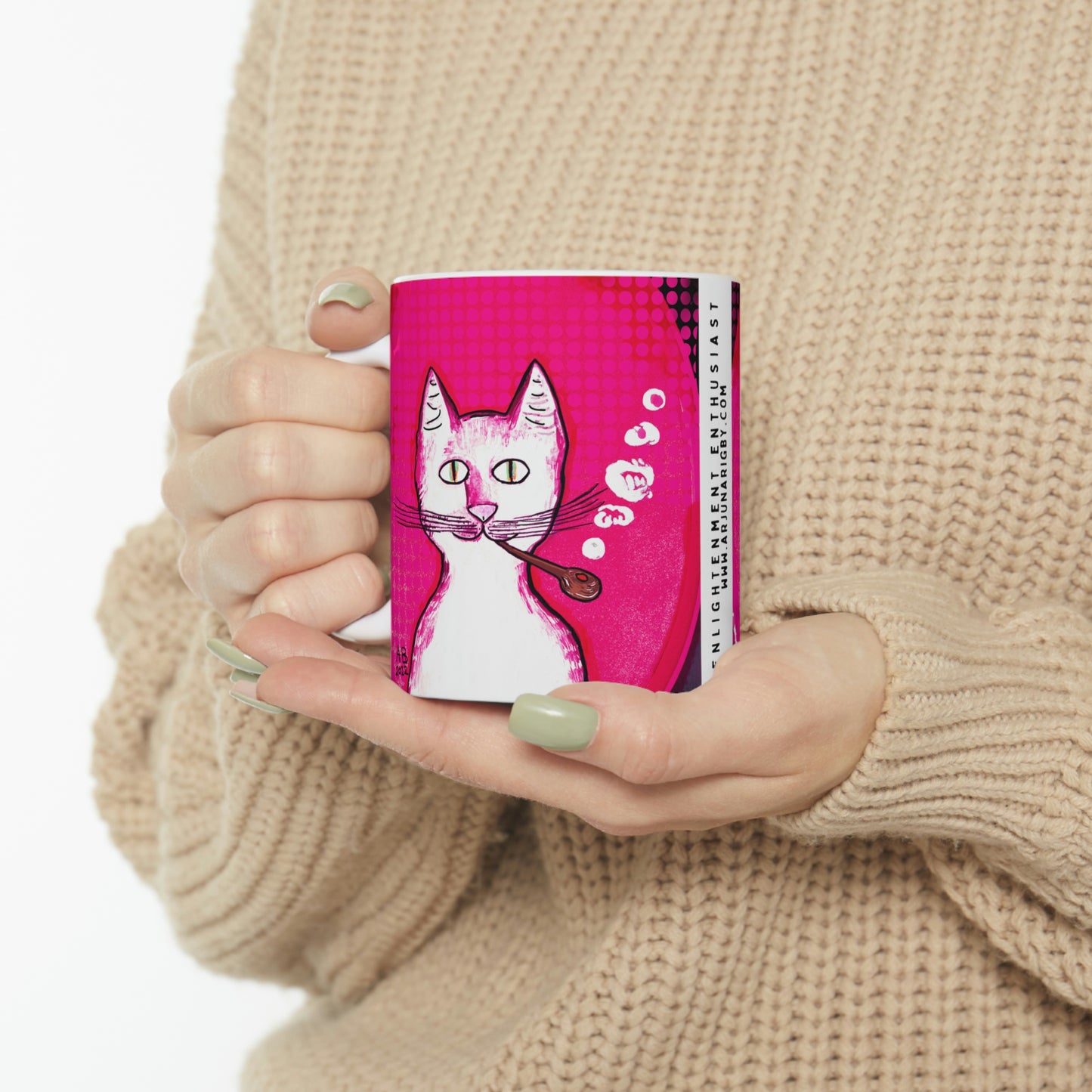 Hot Pink Gentleman's Cat - Mug - Arjuna Rigby Art and Lifestyle Store