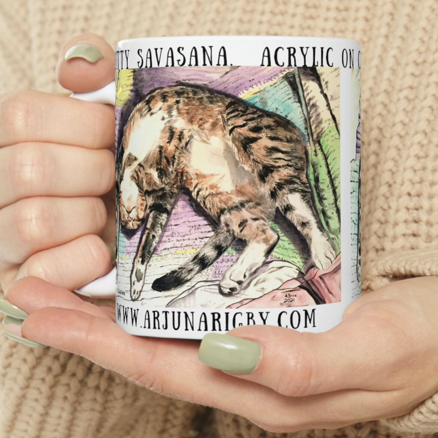 Kitty Savasana - Mug - Arjuna Rigby Art and Lifestyle Store