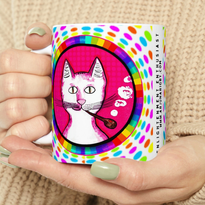 Trippy Happy Gentleman's Cat - Mug - Arjuna Rigby Art and Lifestyle Store