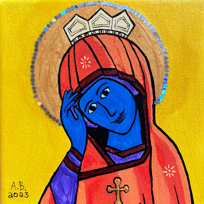 Mary Queen of Heaven Small Square- Print - Arjuna Rigby Art and Lifestyle Store