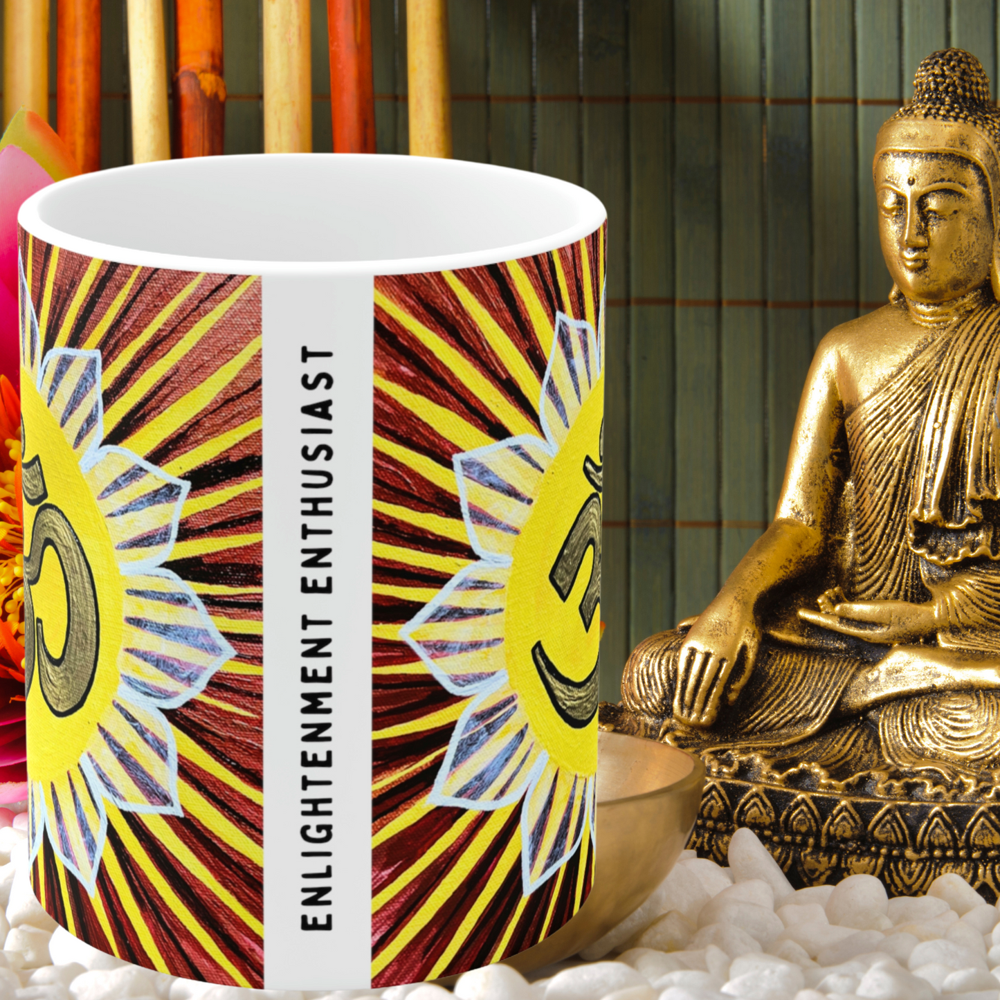 Gold Sunburst OM - Mug - Arjuna Rigby Art and Lifestyle Store