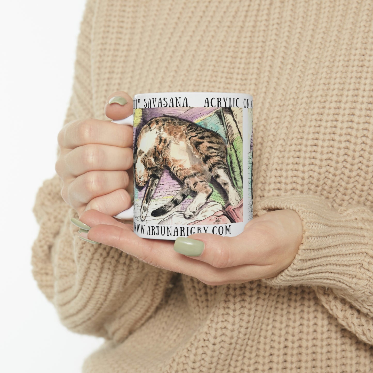 Kitty Savasana - Mug - Arjuna Rigby Art and Lifestyle Store