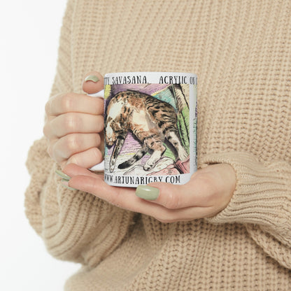 Kitty Savasana - Mug - Arjuna Rigby Art and Lifestyle Store