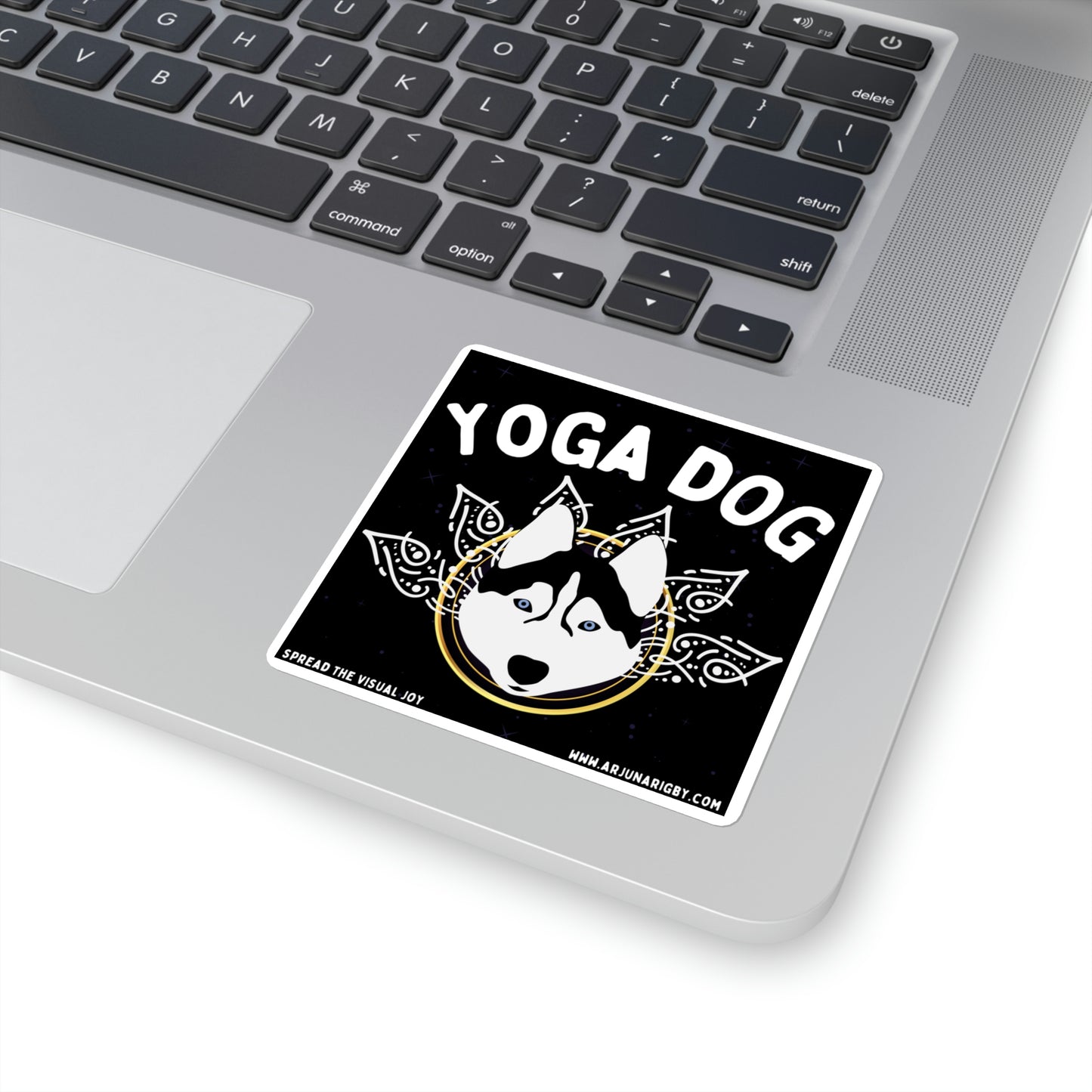 Yoga Dog (Black) Sticker - Arjuna Rigby Art and Lifestyle Store