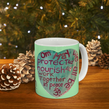 Om May We All Be Protected - Mug - Arjuna Rigby Art and Lifestyle Store